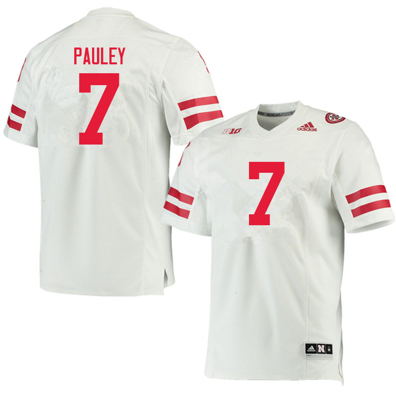 Men #7 Mikey Pauley Nebraska Cornhuskers College Football Jerseys Sale-White